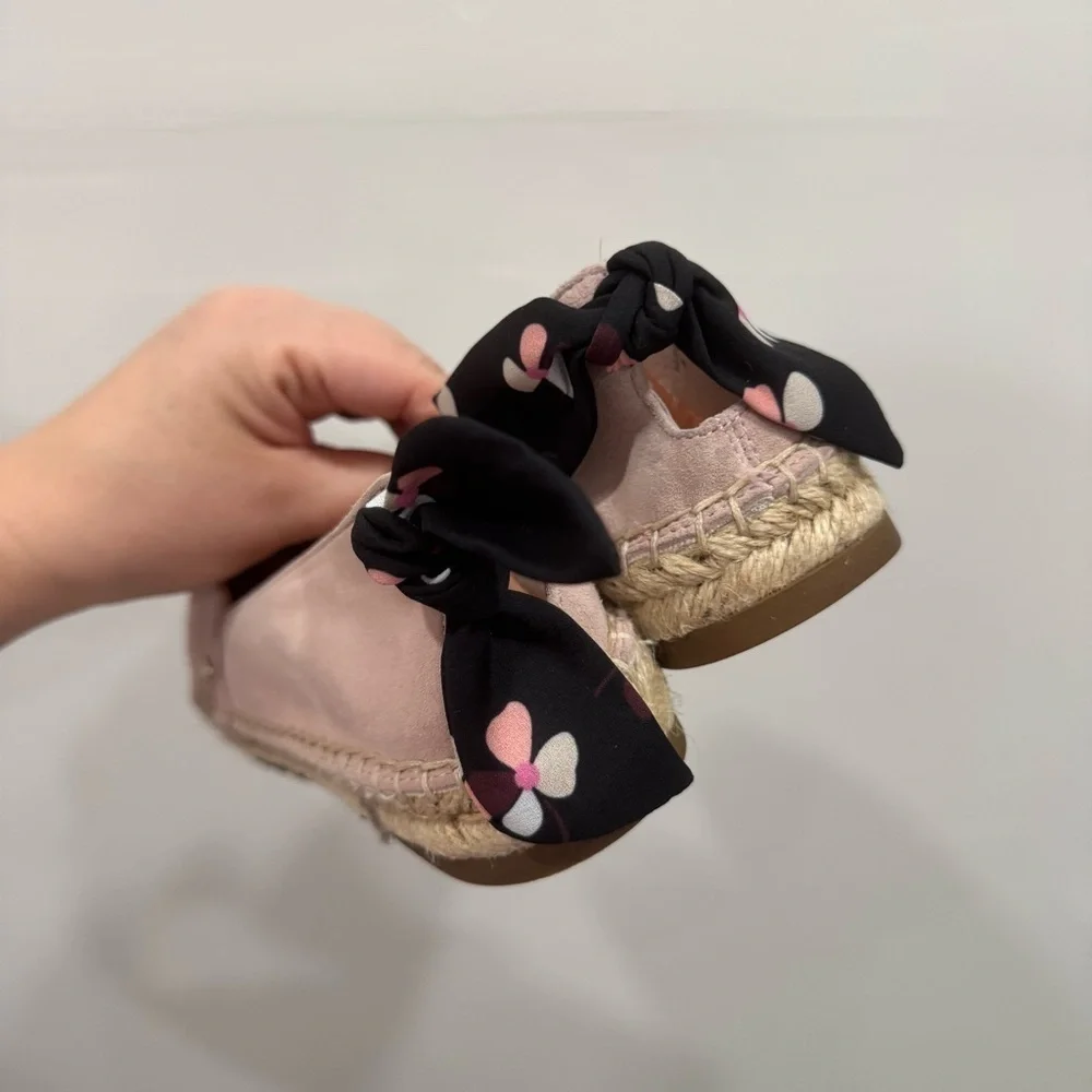 Kate Spade Grayson Espadrille Flats Pink Suede Tie-Back Size 6